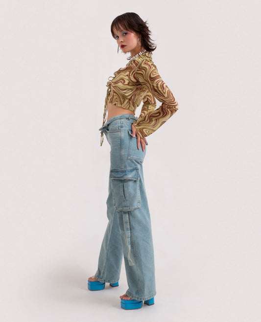 Tie-front chiffon blouse